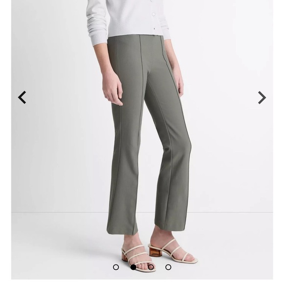 Vince Mid-Rise Pintuck Crop Flared Pants Olive Green | 8 - Picture 2 of 7